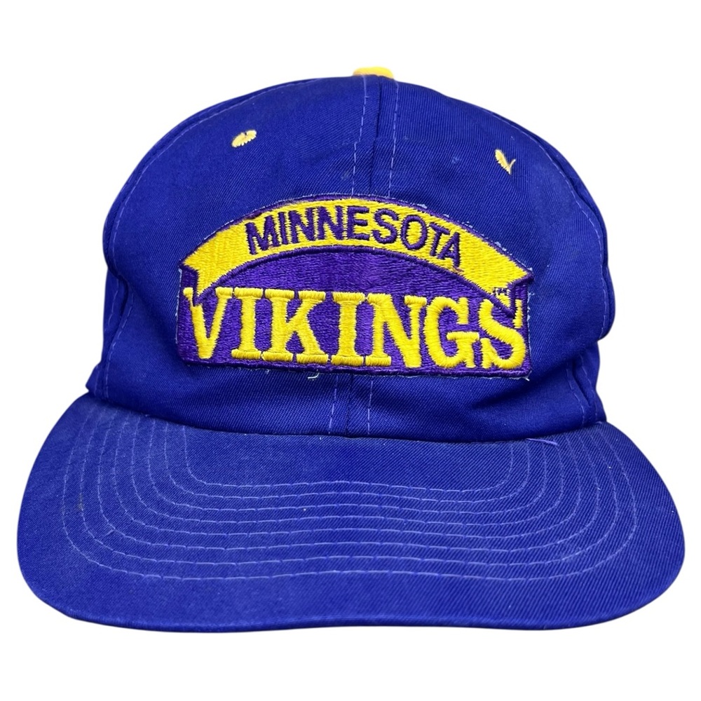 Vintage 90’s Minnesota Vikings Snapback Hat Logo Made In Korea Purple Cap